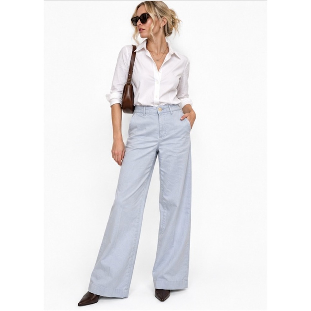 Vintage Ralph Lauren Baby Blue Trousers 4P Preppy Academia Old Money Wide Leg
